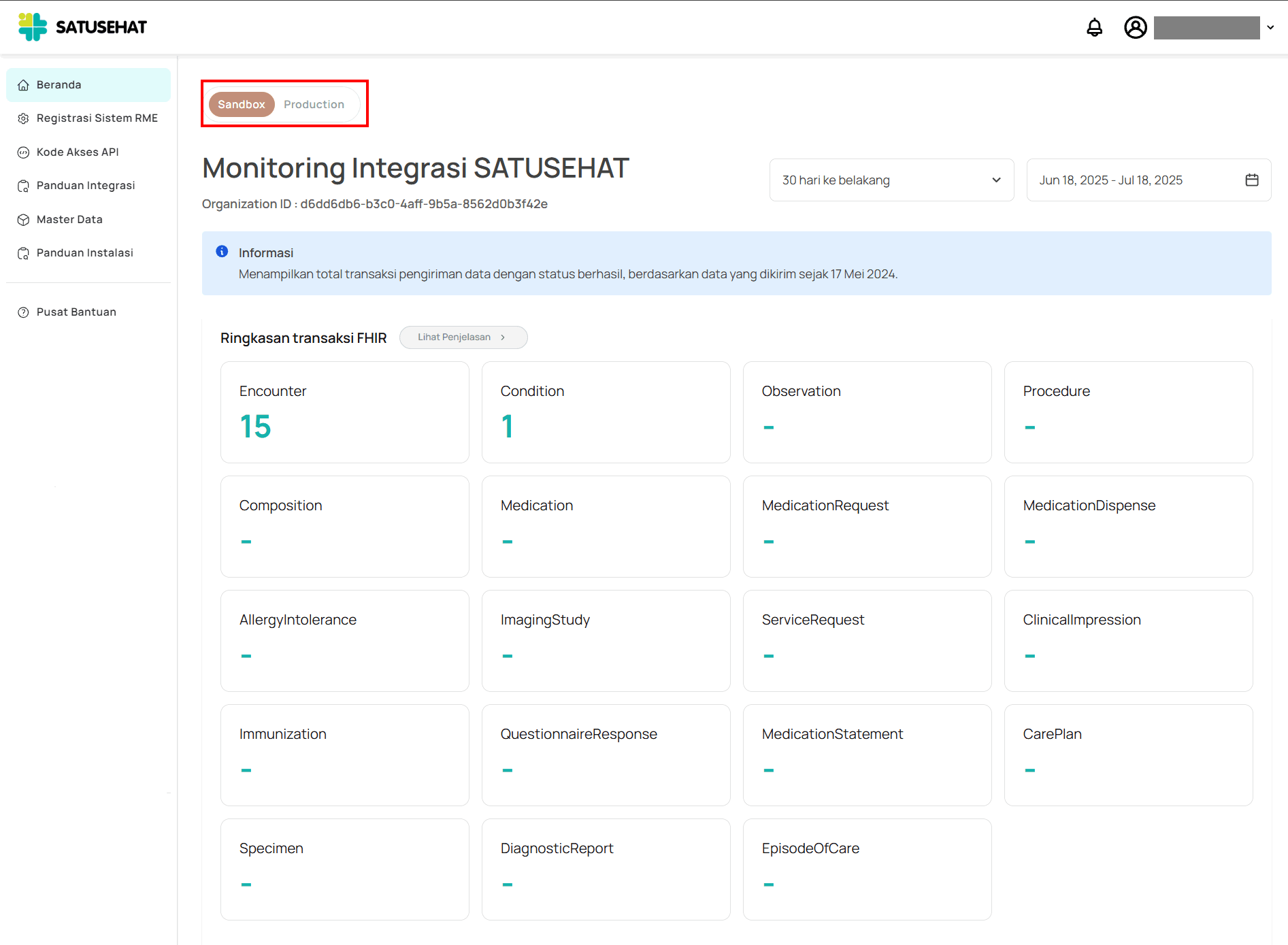 Halaman beranda Monitoring